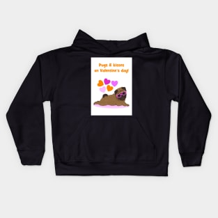 Pugs and kisses on Valentines day Kids Hoodie